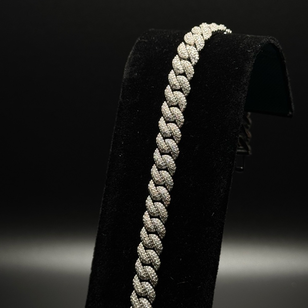 10mm 8” vvs1 color D Cuban bracelet on solid .925 silver solid chain